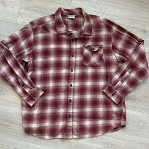 Columbia Sportswear Flannel Shirt Mens Large‎ XL Red Plaid Warm Outdoor Cabin